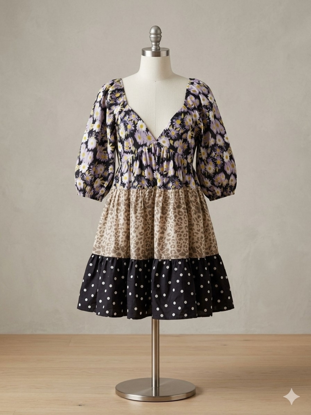 ASOS Black Label on Lavender Floral Fabric with Yellow Details